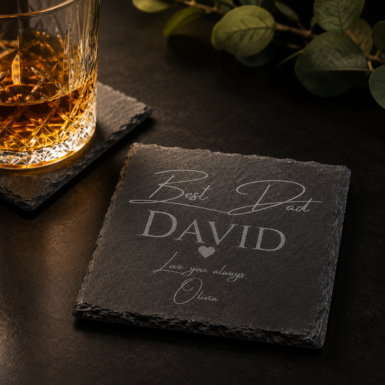 Personalised Slate Coaster – Custom Name & Message Gift