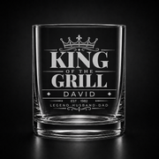 Personalised King of the Grill engraved glass with custom name