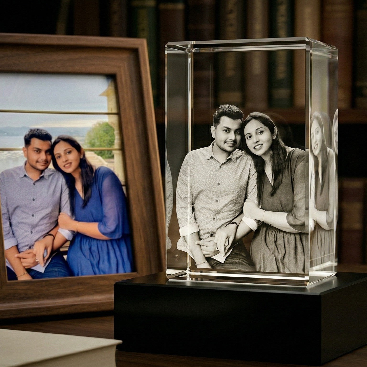 Crystal Photo Block – Personalised Engraved Photo Tower 80mm