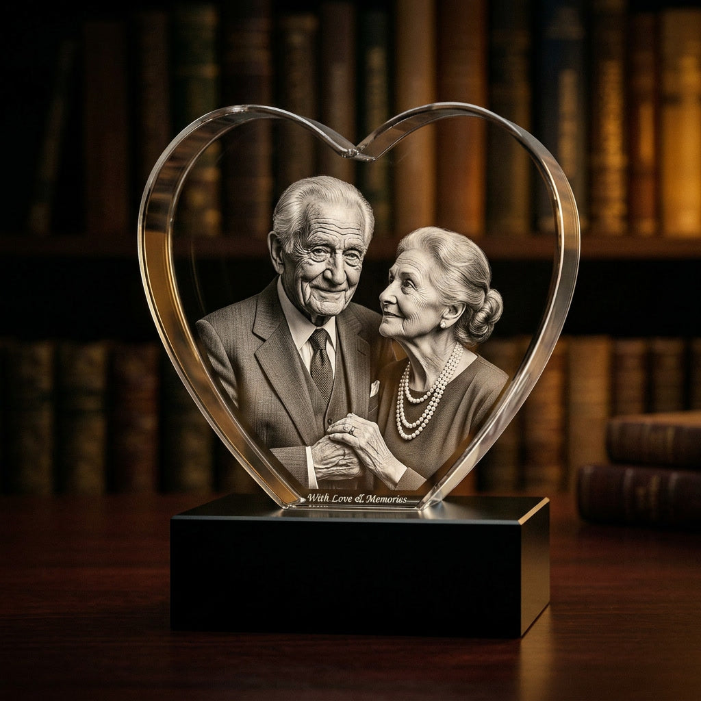 Crystal Photo Heart – Personalised Engraved Crystal