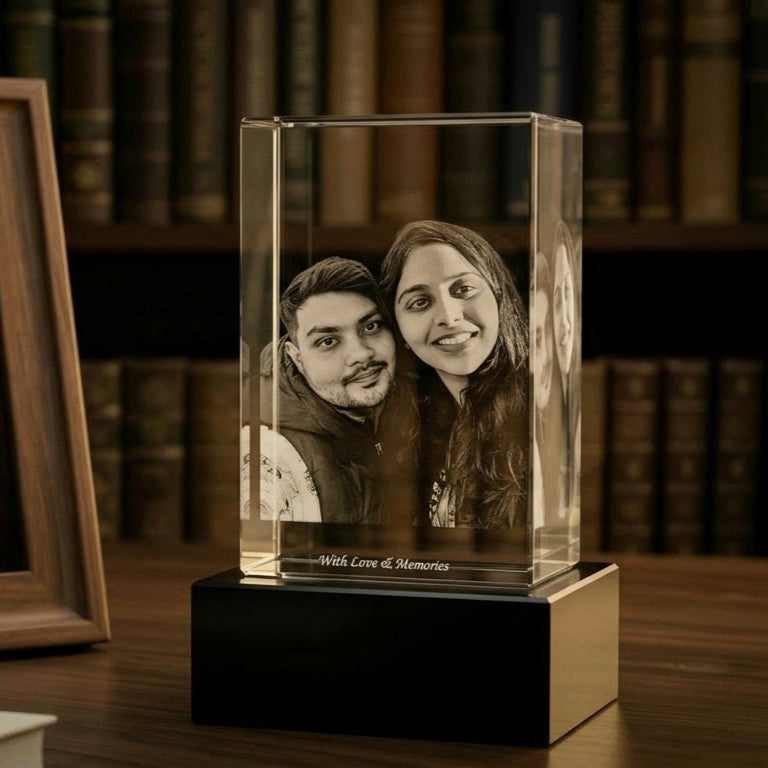 Crystal Photo Block – Personalised Engraved Photo Tower 80mm