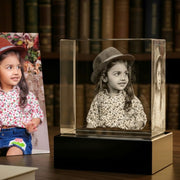 Crystal Photo Cube – Personalised Engraved Photo Block 50mm