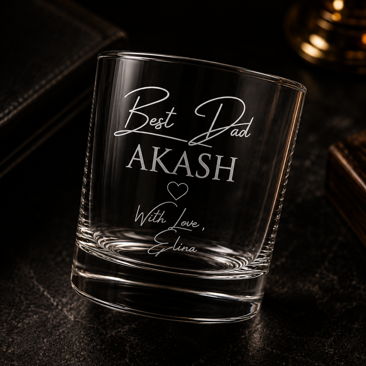 Personalised Best Dad glass angle detail image