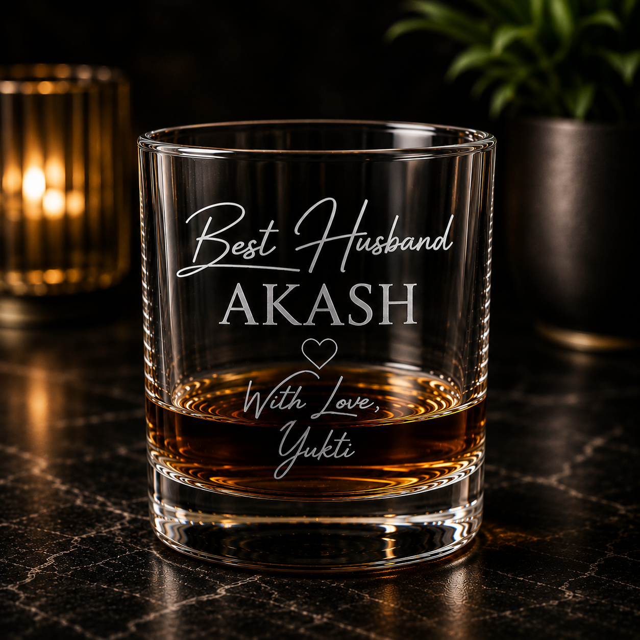 Personalised Best Husband glass with custom name and With Love Yukti