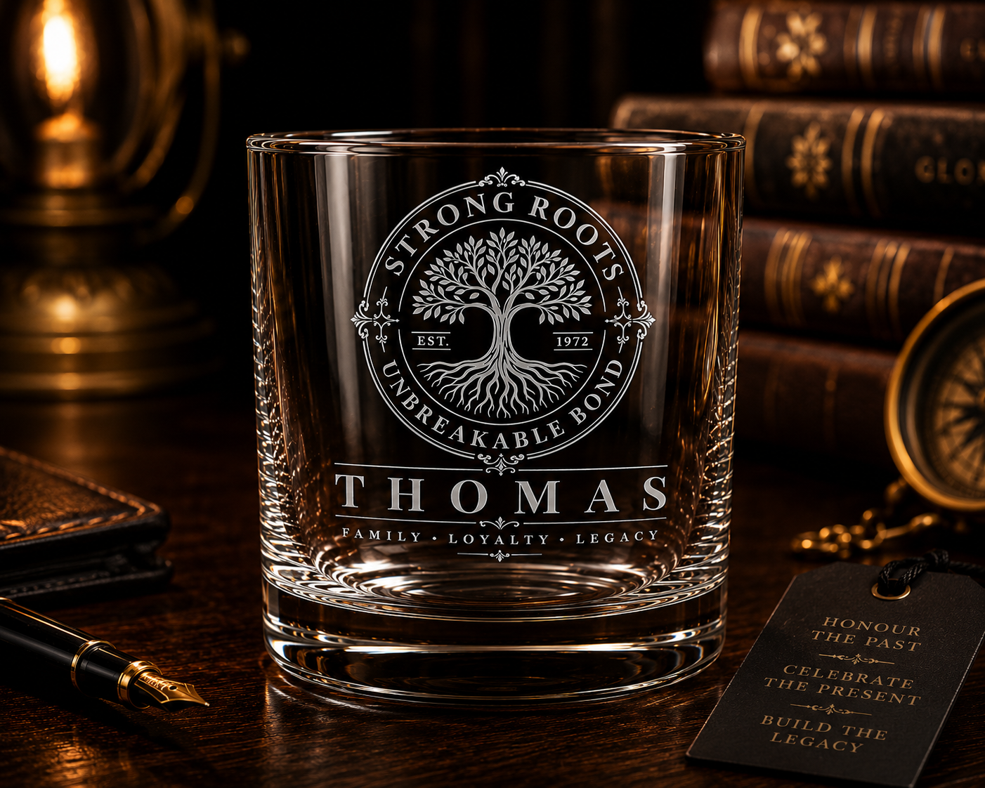 Father's Day personalised family tree engraved glass gift
