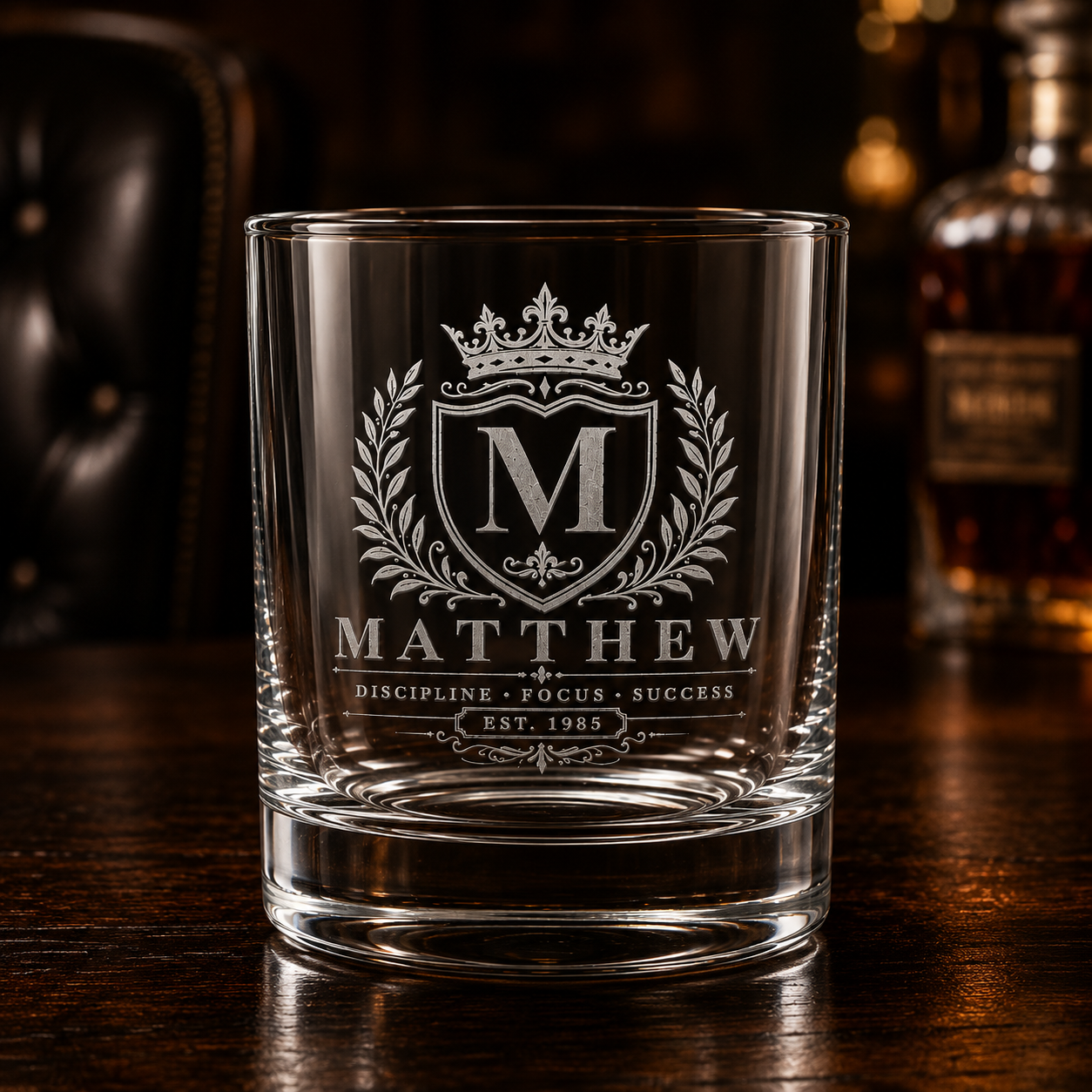 Personalised monogram crest engraved tumbler hero image