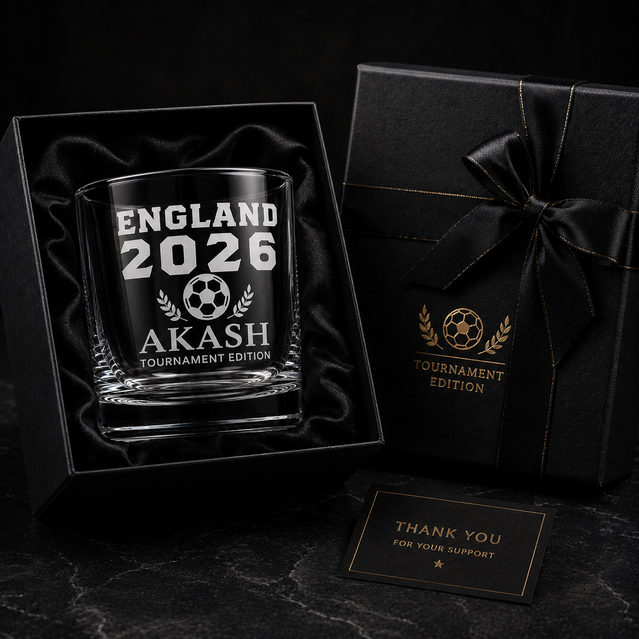 Personalised engraved whisky glass gift box presentation