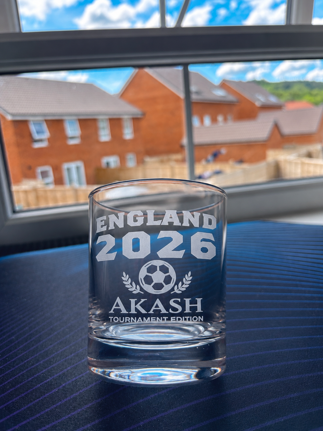 Personalised engraved whisky glass natural light product photo